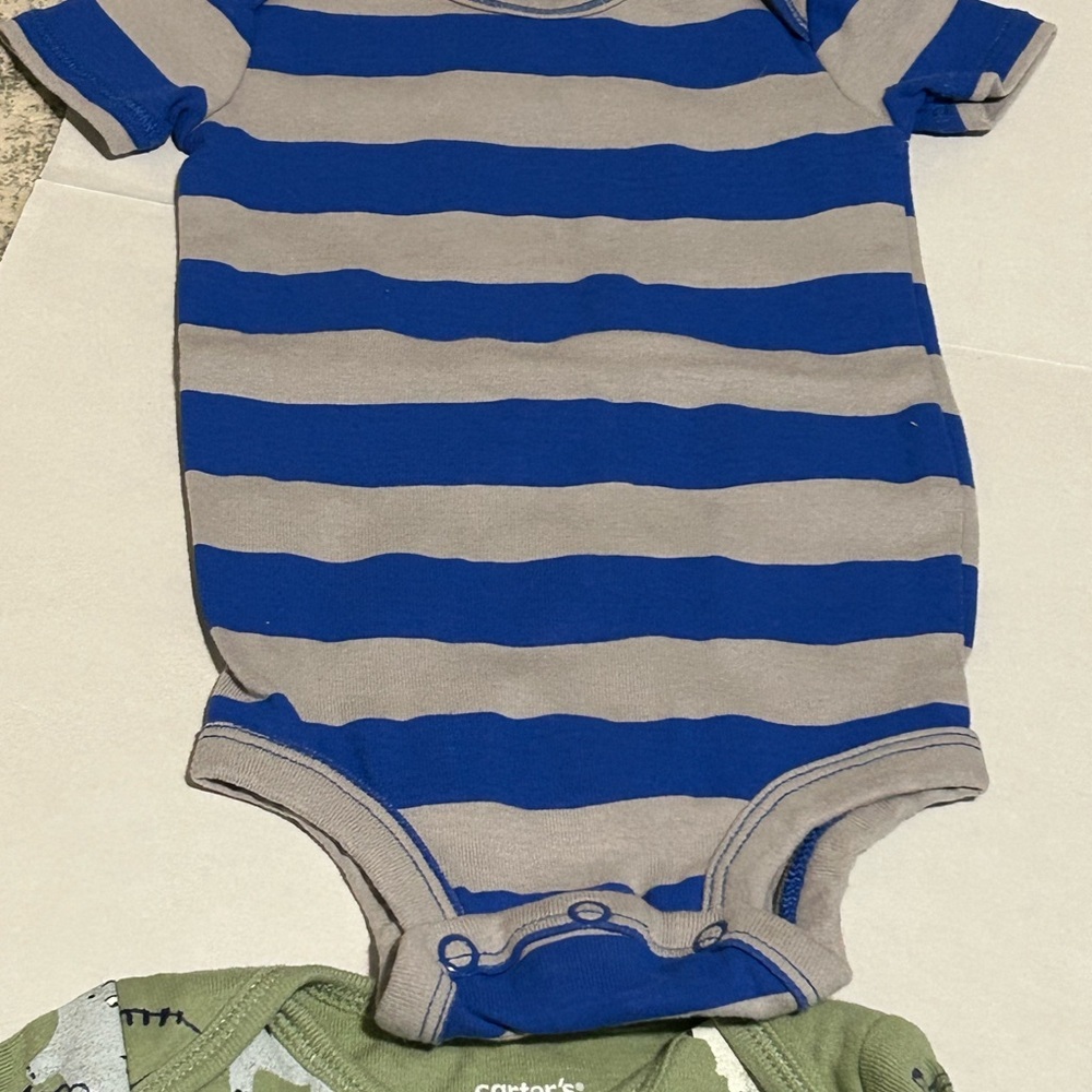 Blue and Green Dinosaur Print Kids One Piece Set - Picture 4 of 7